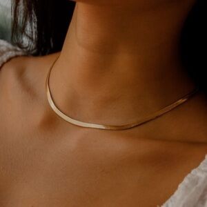 18K gold plated herringbone flat snake chain